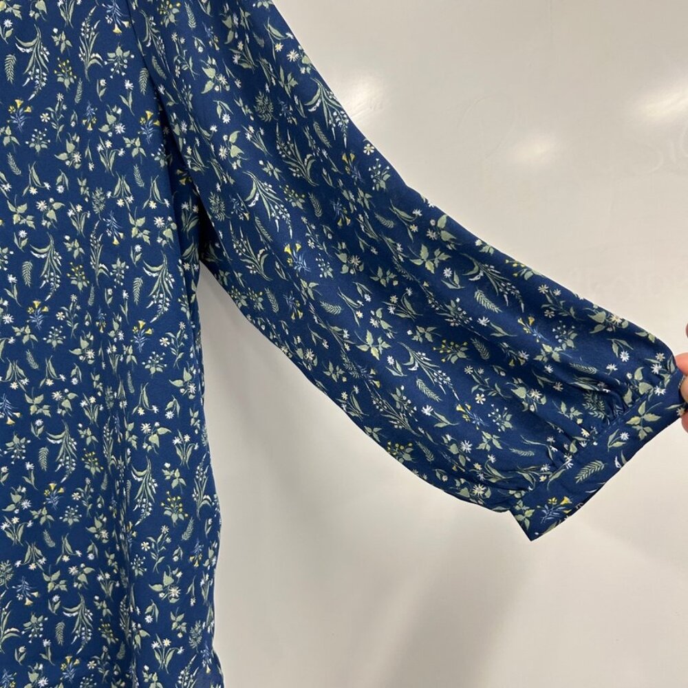 Jachs Girlfriend Blue Floral Boho‎ Peasant Top Medium - Picture 3 of 14